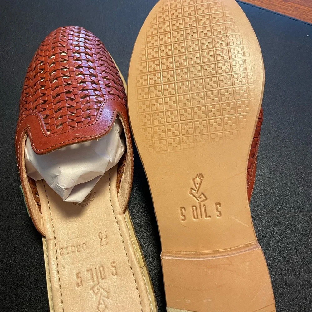 NEW!  Sols Anita Handmade Mule In Tawny Burch - Picture 3 of 5